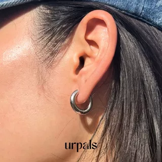 URPALS ต่างหูห่วง Stainless ชุบทอง 18K ต่างหูรูปทรงคลาสสิค แมทได้ทุกสไตล์ ขนาด 2 cm