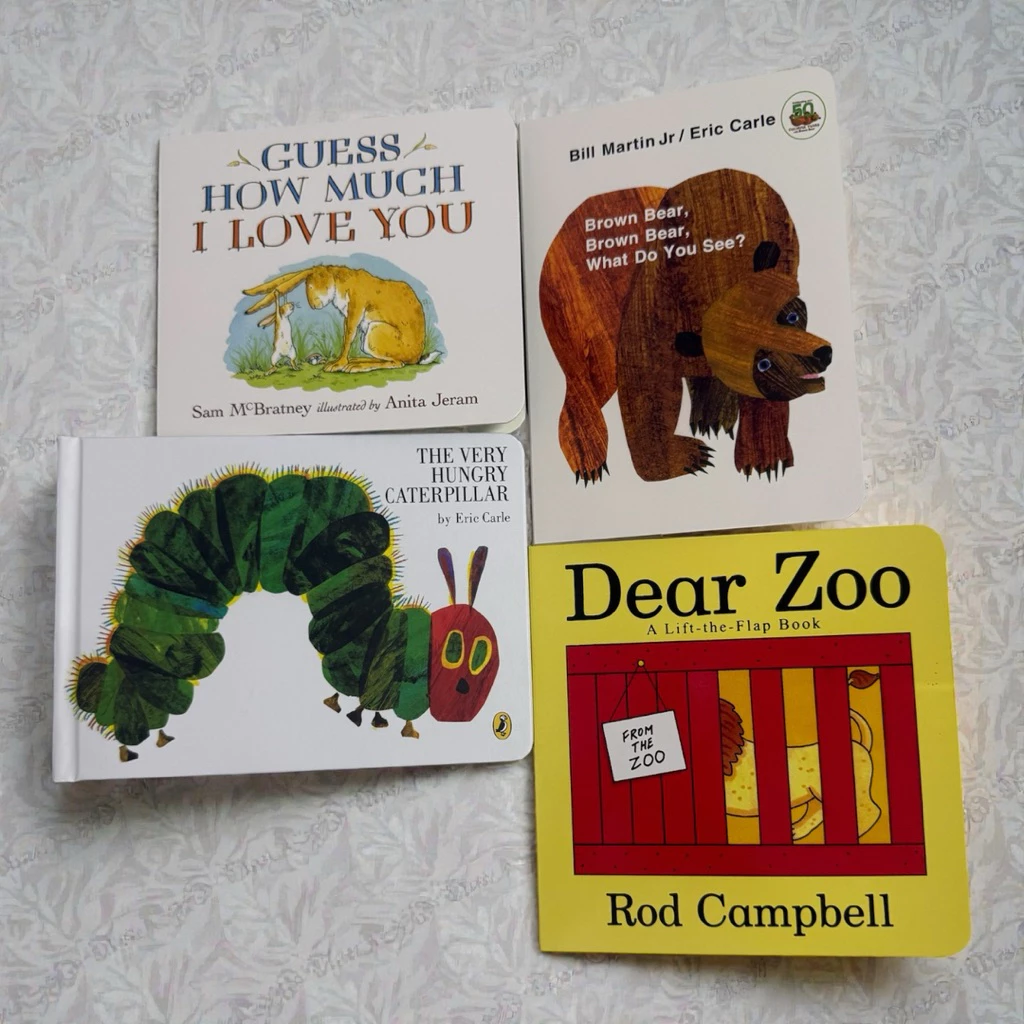 Board Book Eric Carle กระดาษfหนา นิทานภาษาอังกฤษ สหนอนจอมหิว Guess How Much Dear Zoo brown bear What do you see