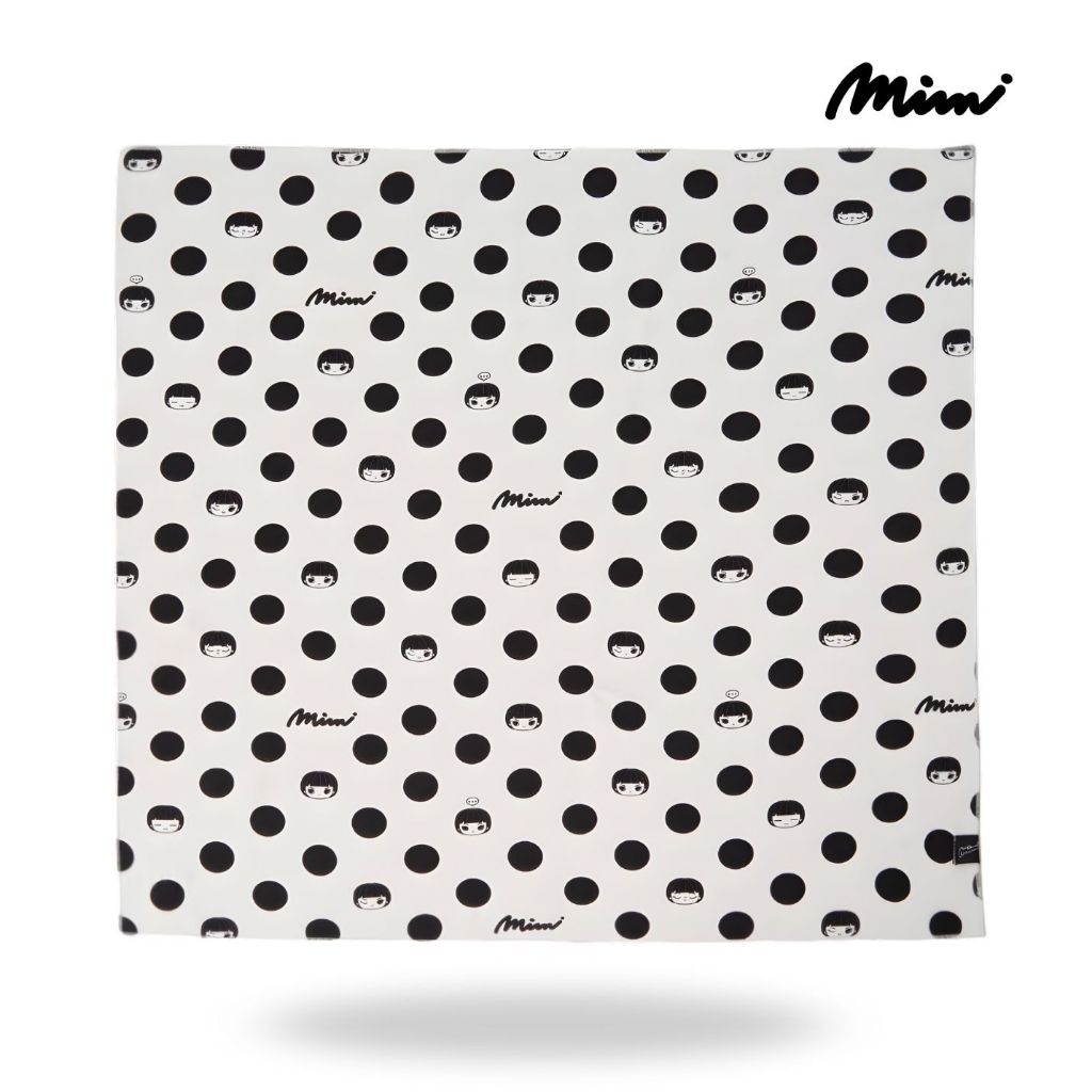 Mimi ผ้าพันคอ ดอท ดอท สีขาวจุดดำ A9YDWH
