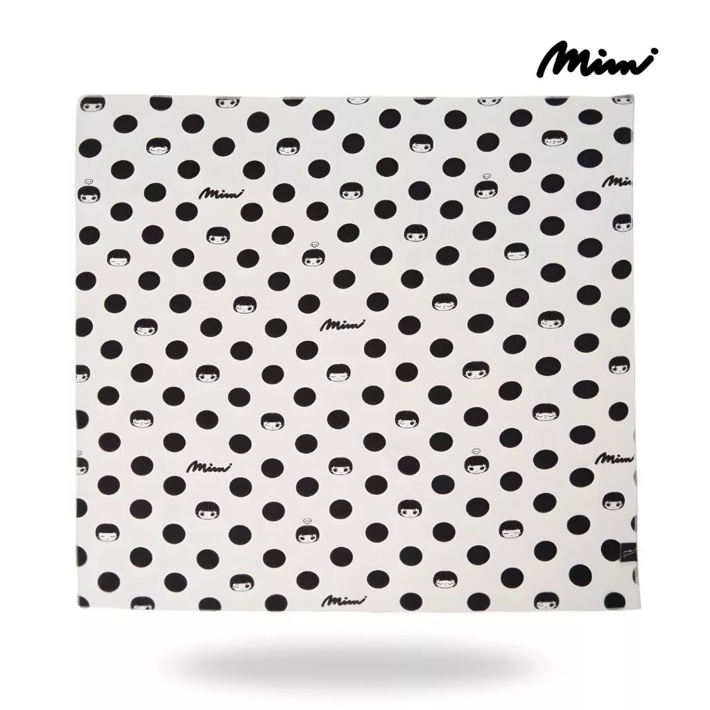 Mimi ผ้าพันคอ ดอท ดอท สีขาวจุดดำ A9YDWH