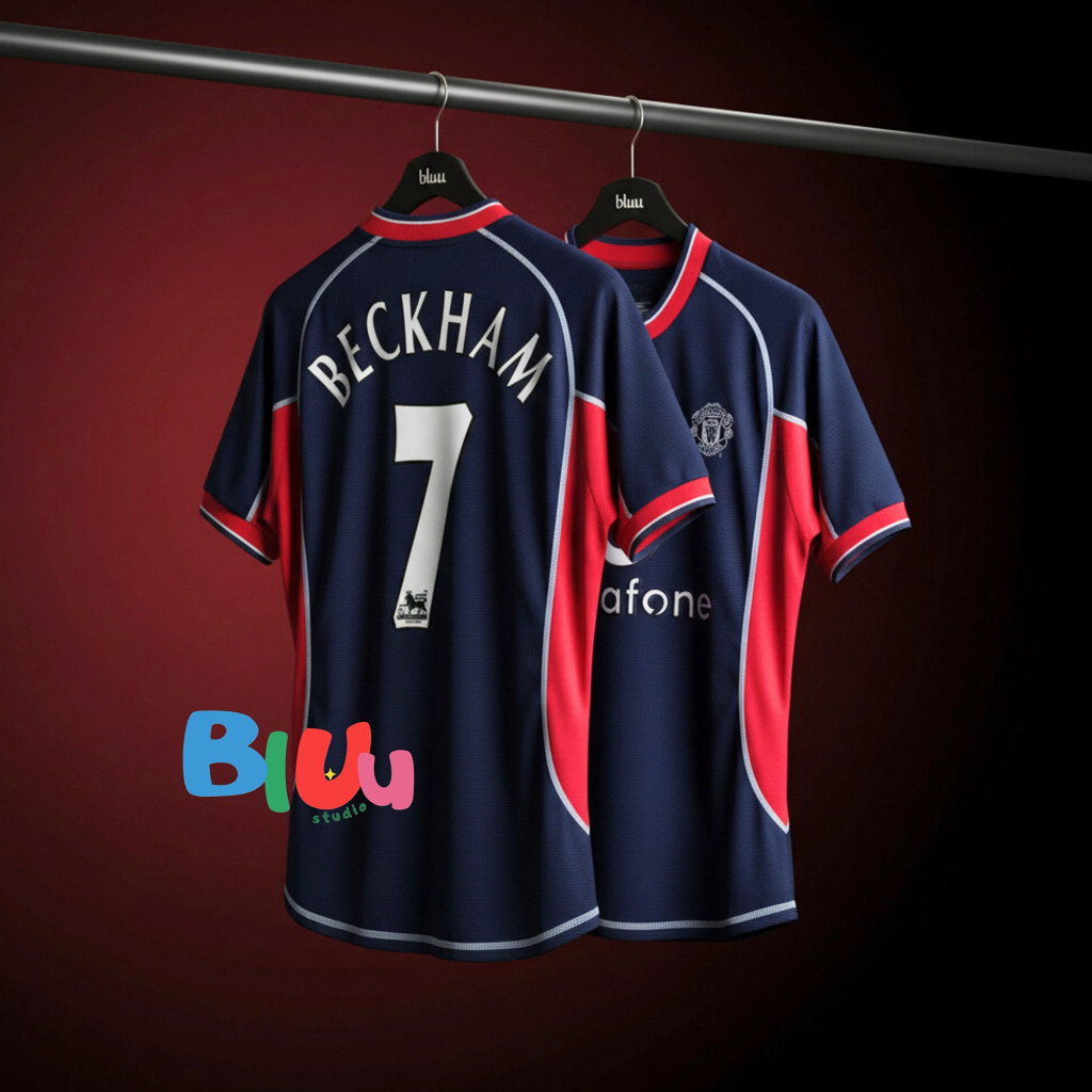 เสื้อฟุตบอลย้อนยุค Retro llมuยู ชุด3 สีกรม ปี 2000-01 (3A) เกรดพรีเมี่ยม พร้อมเบอร์ชื่อและอาร์ม BECKHAM #7
