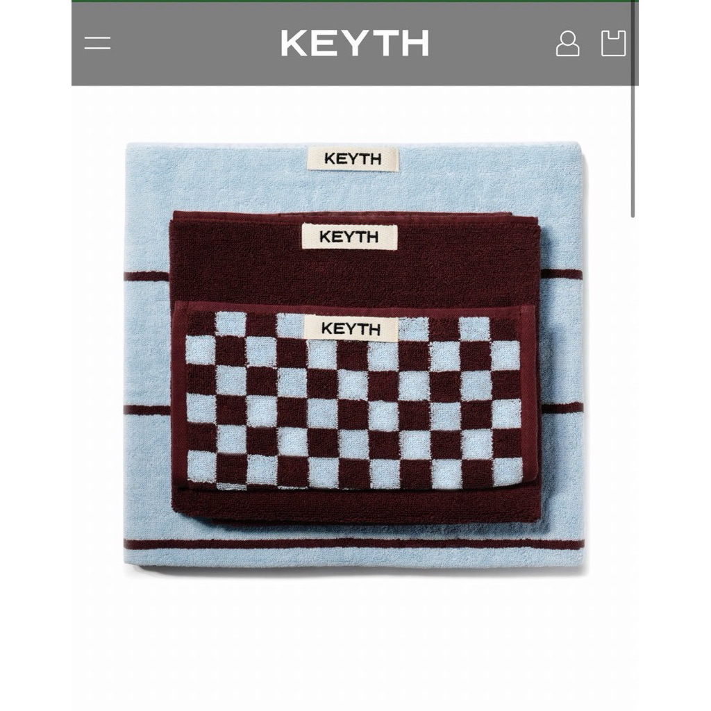 ผ้าเช็ดตัวลายตารางสีน้ำตาล  ชุดผ้าขนหนูจาก KEYTH จากเกาหลี￼