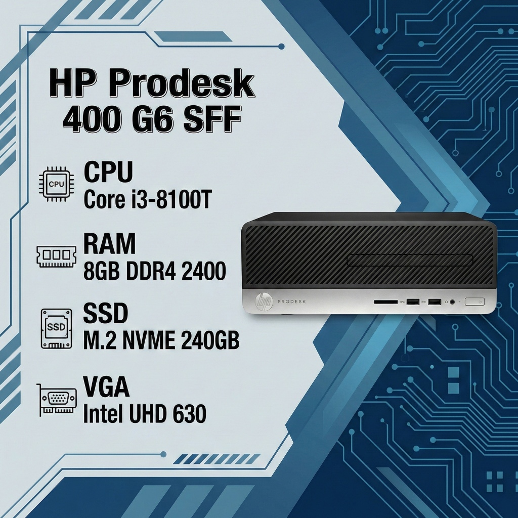 [PC มือสอง] HP ProDesk 400 G6 SFF | Core i3-8100T | RAM 8GB | SSD NVMe 240GB | เครื่องเล็ก สเปคแรง พ