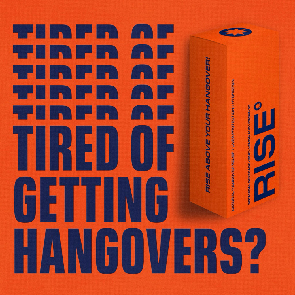 RISE Hangover Relief, Anti-Hangover Supplement, High Quality Natural Ingredients, 1 Box of 5 20ML Sa