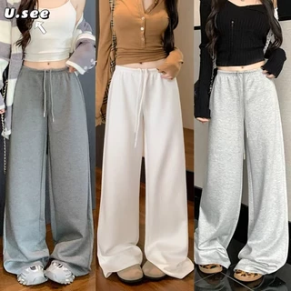 5สี กางเกงขากว้าง กางเกงลำลอง เอวยางยืด ขนาด S-5XL สตไล์Y2K ใส่เชือกที่เอว ทรงหลวม #1501246