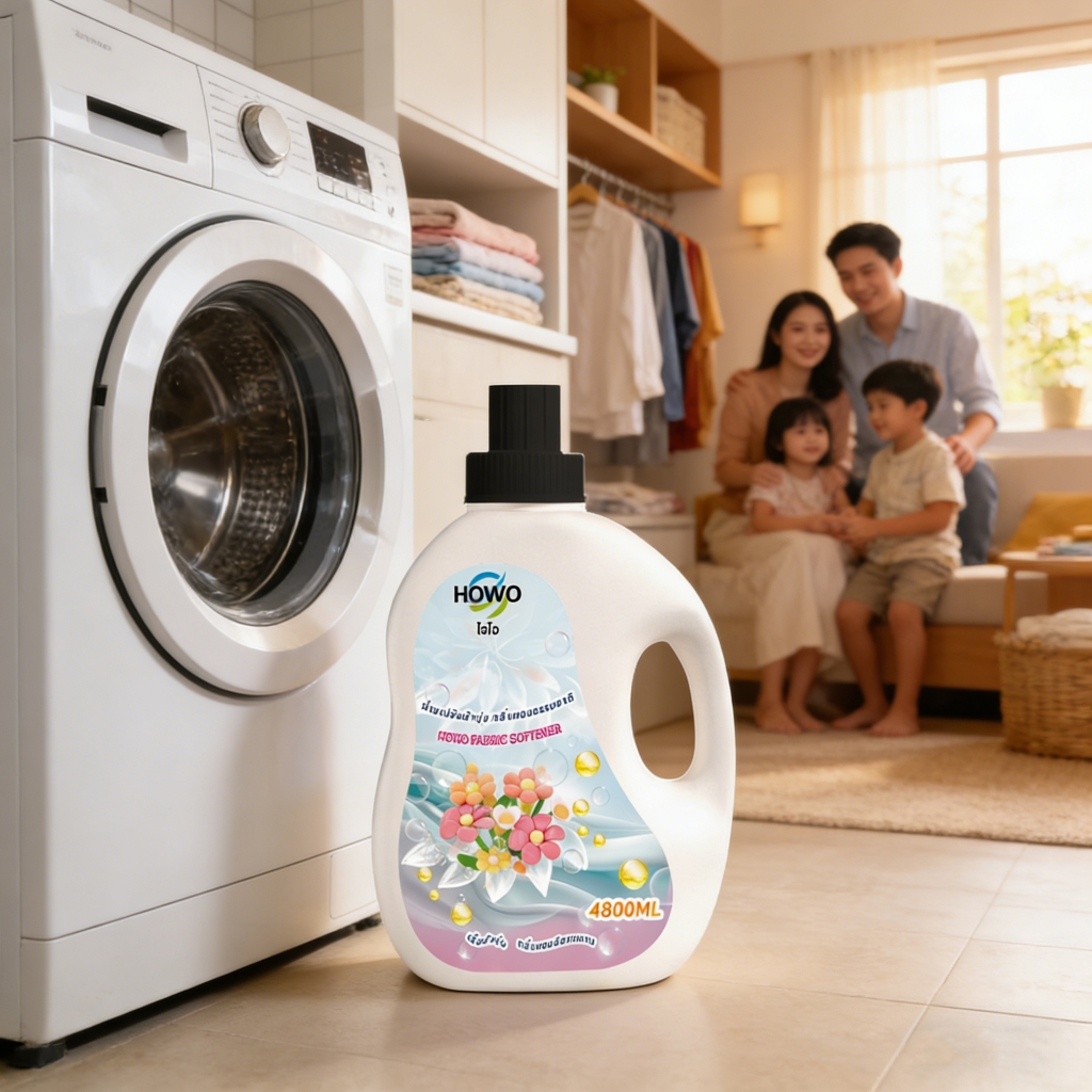 (กลิ่นจูบโรแมนติก)HOWO โฮโว ไฮยีน น้ำยาปรับผ้านุ่ม สูตรมาตรฐาน แกลลอน 4800 มล.4ขวด ผ้าสะอาดหอมติดทน