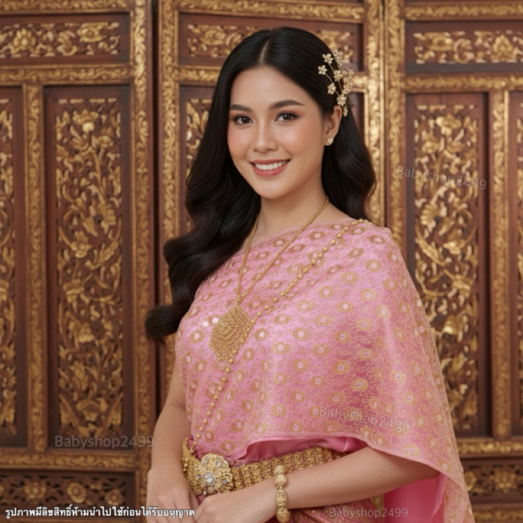 สไบ สไบสำหรับชุดไทย สไบเด็กโต - สไบผู้ใหญ่ ✅ส่งฟรี (สำเร็จรูป2ชั้น) (เกาะอกยางยืด) ✅ จัดส่งใน 1 วัน (ไม่ต้องพันรอบตัว)