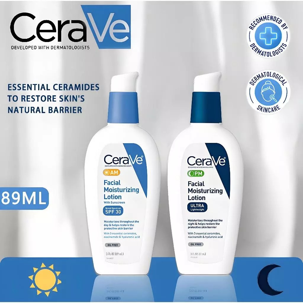 Cerave CERAVE Facial Moisturizing Lotion 52ml AM/PM 89ml/Moisturizing Lotion สําหรับผิวธรรมดา