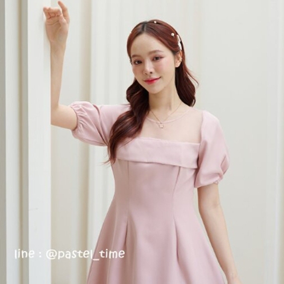 เดรส PASTEL TIME พื้นชมพูสั้น SIZE M