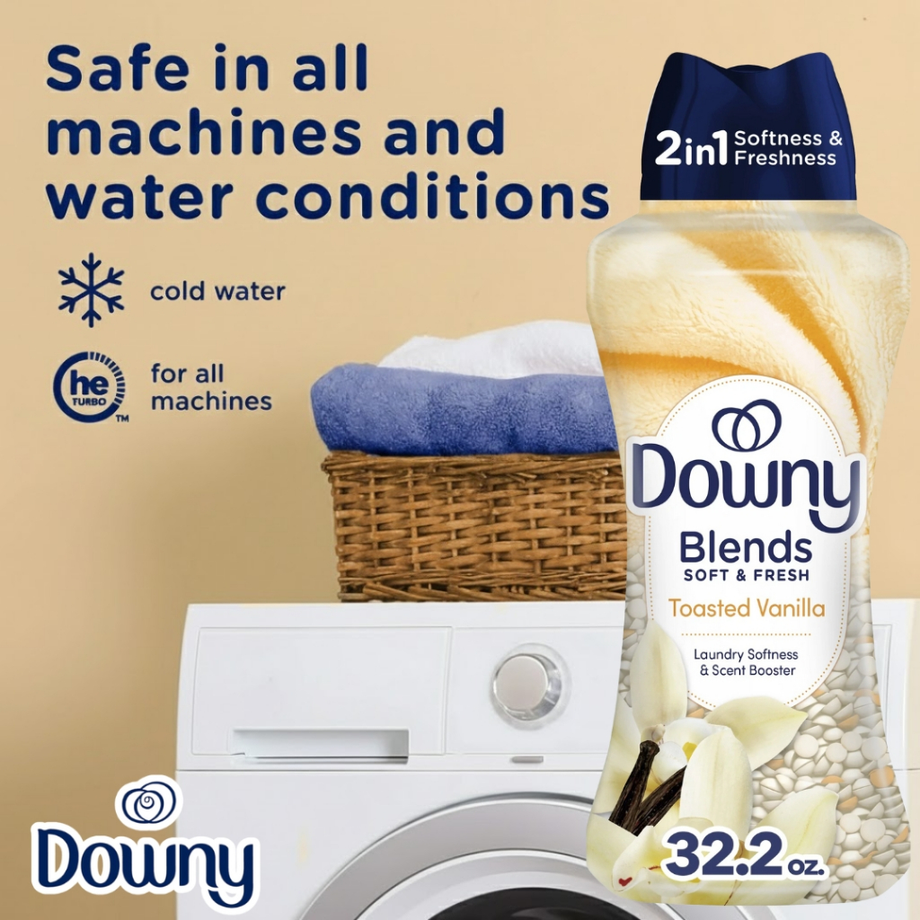 เม็ดน้ำหอม นำเข้า🇺🇸🍦✨ Downy Blends Soft & Fresh In-Wash Laundry Scent Booster Beads, กลิ่น Toasted Vanilla Scent, 32.2oz