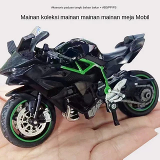【24H COD】KAWASAKI 1:18 H2R อัลลอยด์มอเตอร์ไซค์ ของเล่นเด็ก/ของสะสม วัสดุโลหะผสม+ฐานแท่น+กล่องบรรจุ รถของเล่น