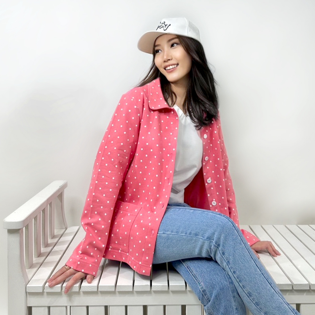 Blue Corner เสื้อแจ็คเก็ต แขนยาว ลายจุด สีชมพู / Polka-Dot Long Sleeeves Jacket (Pink)