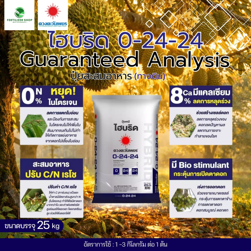 0-24-24 ไฮบริด ยกกระสอบ (ขนาด 25Kg) ดวงตะวันเพชร.