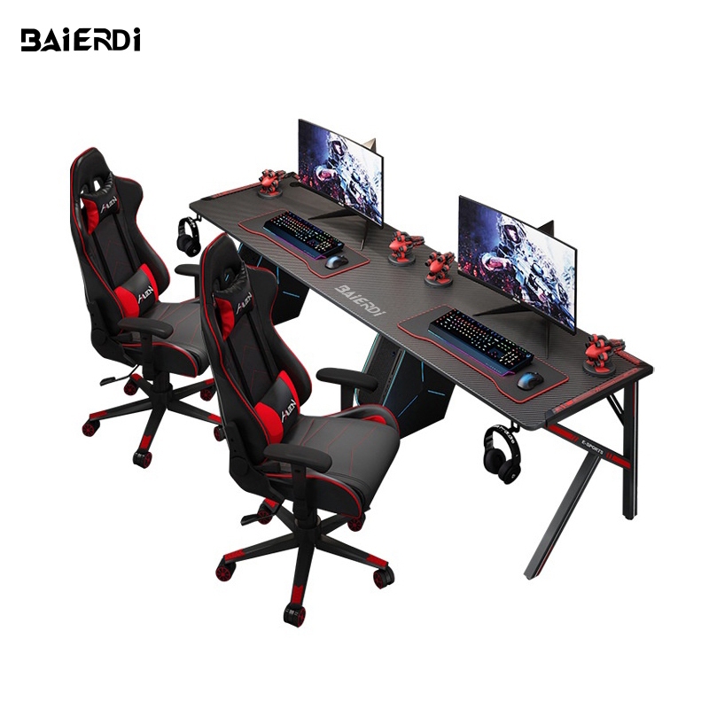 BAIERDI MALL（โต๊ะเล่นเกมสองคน） โต๊ะเล่นเกมส์ 180cm*60cm*75cm โต๊ะคอมพิวเตอร์เกมมิ่ง สำนักงาน ะคอมพิวเตอร์ โต๊ะขาเหล็ก ศึ