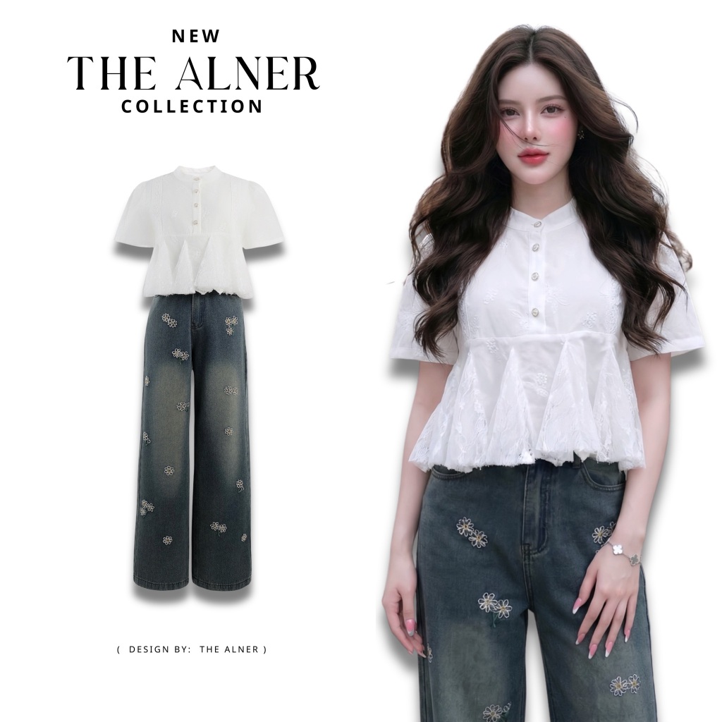 Thealner-B4 (เซตเสื้อขาวแขนสั้นกางเกงยีนส์ขายาว)