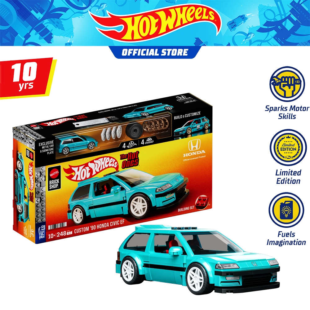 Mattel Brick Shop Hot Wheels Custom '90 Honda Civic ฟิกเกอร์ของเล่น ตัวต่อฮอตวีลส์ รถแต่งฮอนด้าซีวิค ปี 90 JHF62 CH