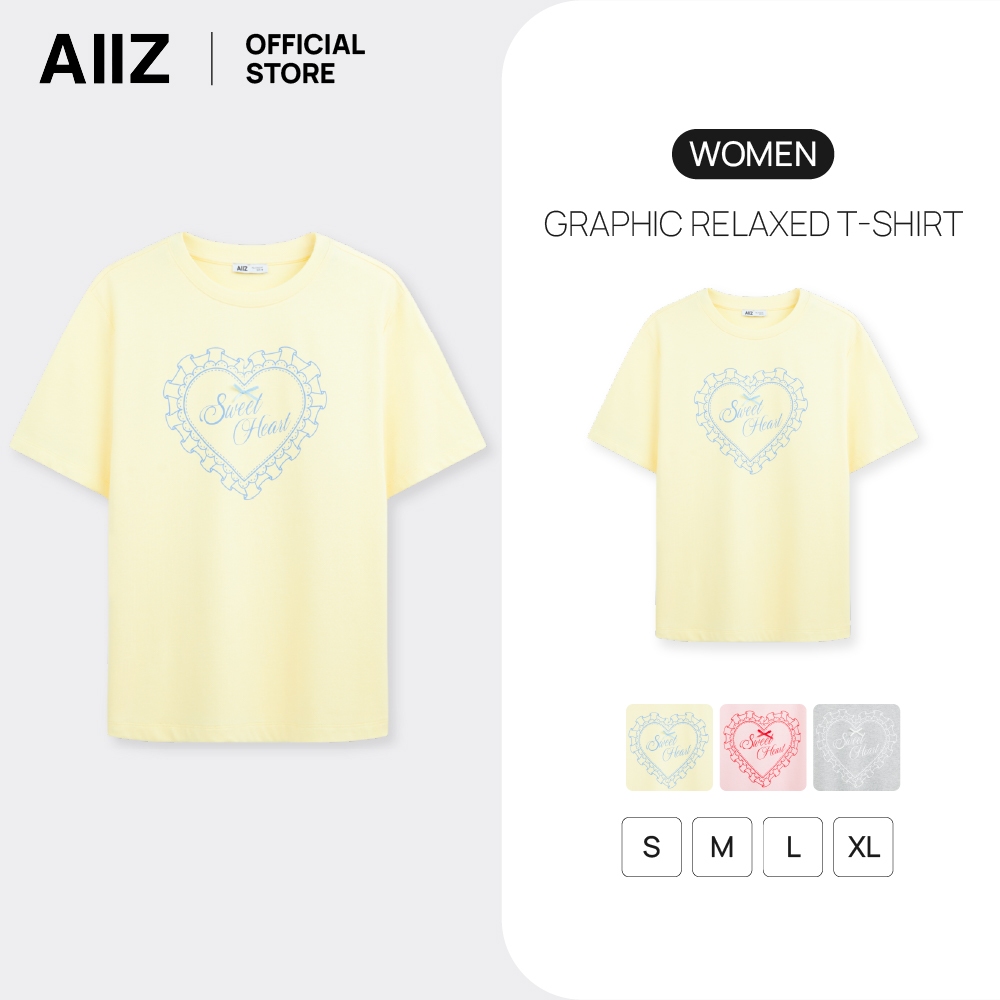 AIIZ เสื้อยืดผู้หญิงทรงหลวมลายกราฟิก