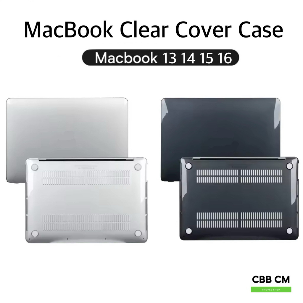 เคสใสสำหรับแมคบุค Case Clear For Macbook Air Pro 13 14 15 16 ไม่ตัดโลโก้ พอดีเครื่องไม่เบียดบานพับ