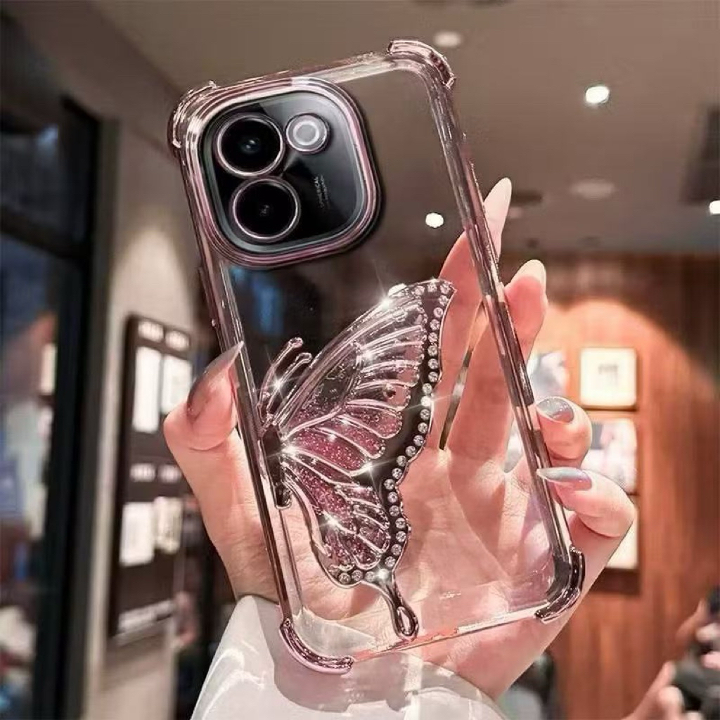 เคสขอบสีเงา ขาตั้งผีเสื้อ OPPPO A5i A3 A3X A5X A5PRO A6PRO A6 A6X เคสใส ขอบสีเงา กันกระแทก