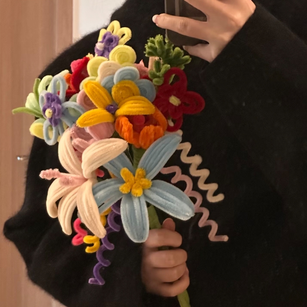 ลวดกำมะหยี่ 100เส้น DIY สำหรับงานฝีมือ ขนาด 30cm แยกสี สร้างสรรค์งานประดิษฐ์ต่างๆ ทำดอกไม้ นุ่มฟู หนา ดัดง่าย - รูปที่ 4