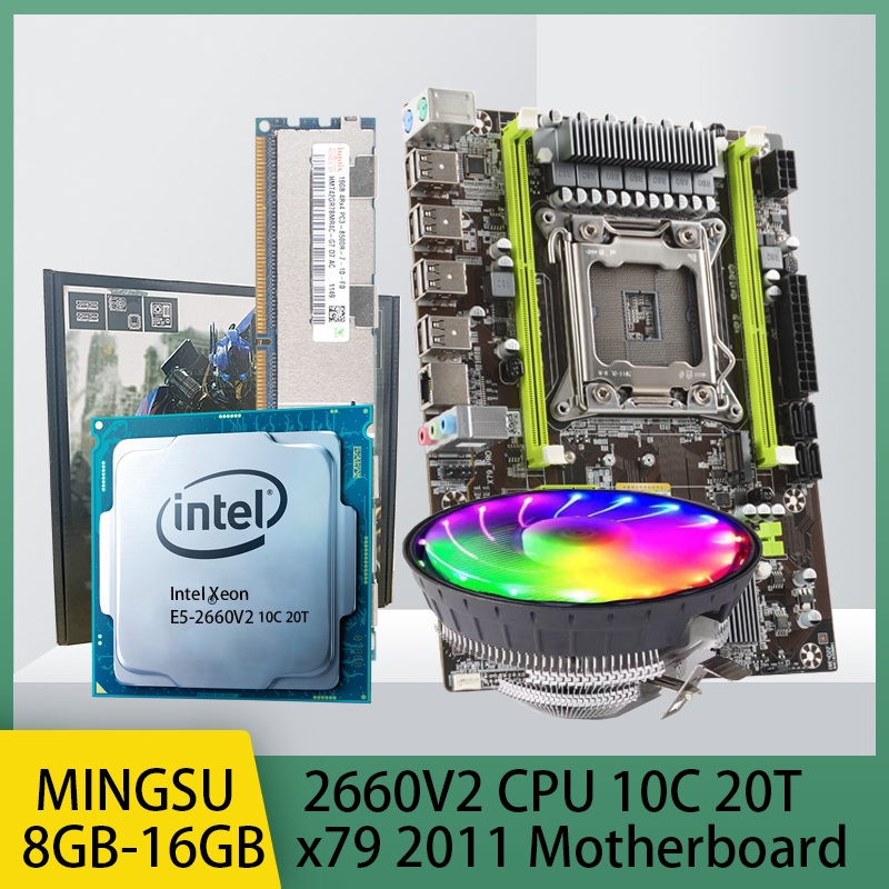 MS intel x79เมนบอร์ดคอมพิวเตอร์ LGA2011 DDR3 เมนบอร์ดคอมพิวเตอร์ใหม่ X79 กรีน อีสปอร์ตMotherboards ส