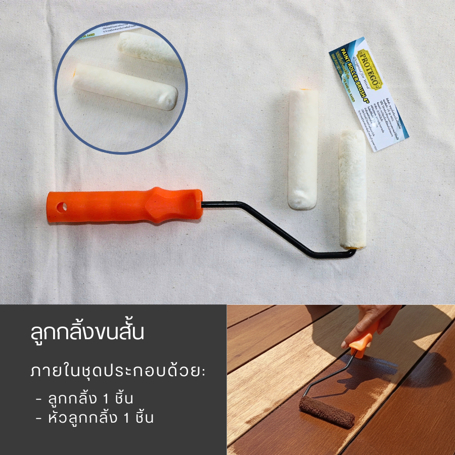 Protego PAINT ROLLER BRUSH 4" ชุดลูกกลิ้งทำความสะอาดขนาด 4" พร้อมอะไหล่