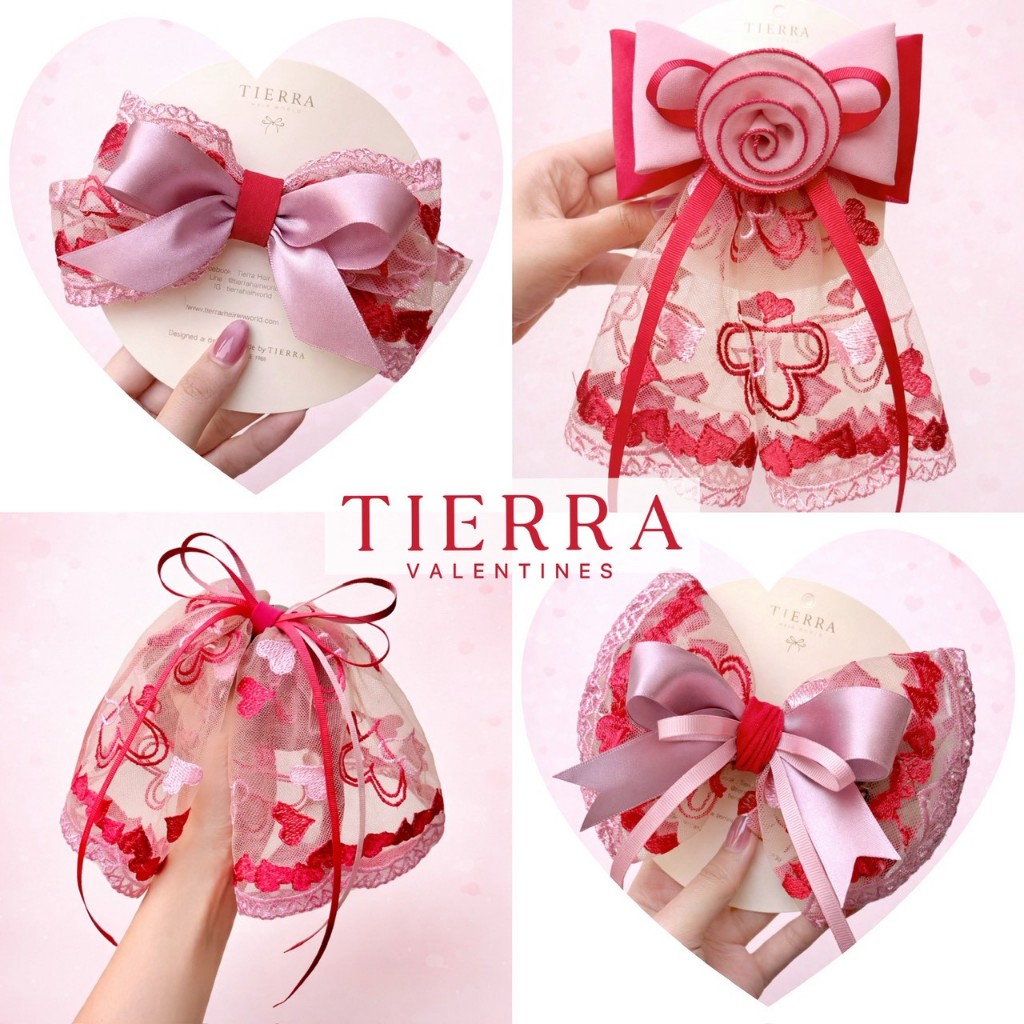 คอลเลคชั่น "Valentines" ผ้านำเข้า เน็ตติดผม โบว์ติด กิ๊บหนีบ กิ๊บกล้วย แบรนด์เทียร์ร่า