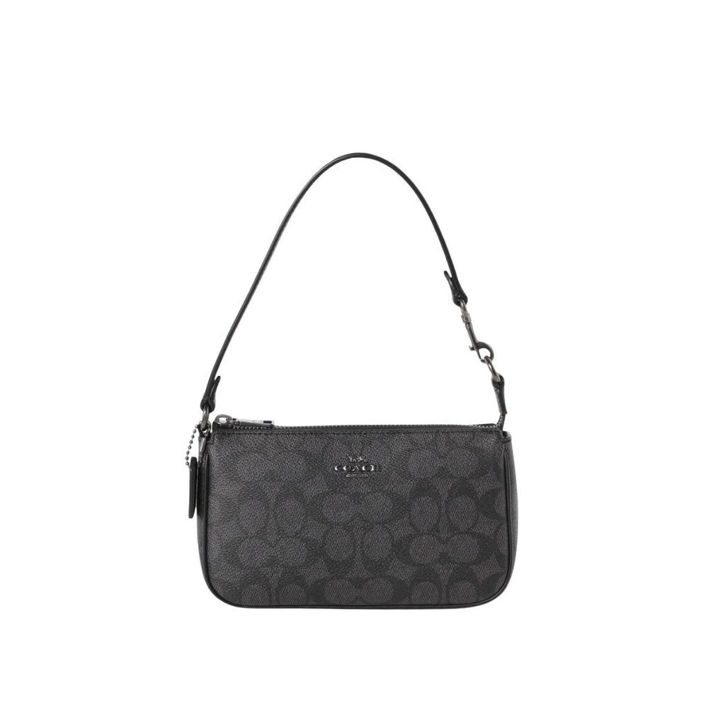 Coach CW426 Nolita 19 In Signature Canvas (QBMI5) กระเป๋าคล้องมือผู้หญิง สี Qb/Charcoal/Black