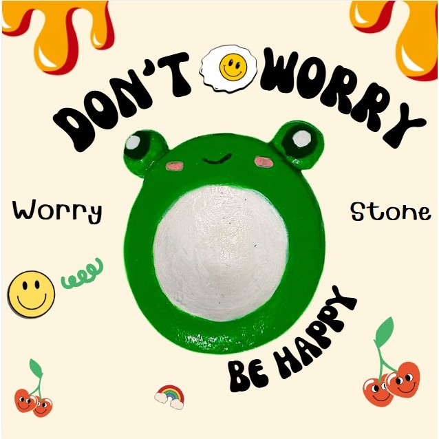 worry stone หินคลายกังวล น้องแมวเหมียว งานดินปั้น handmade by นักปั้นหัวร้อน