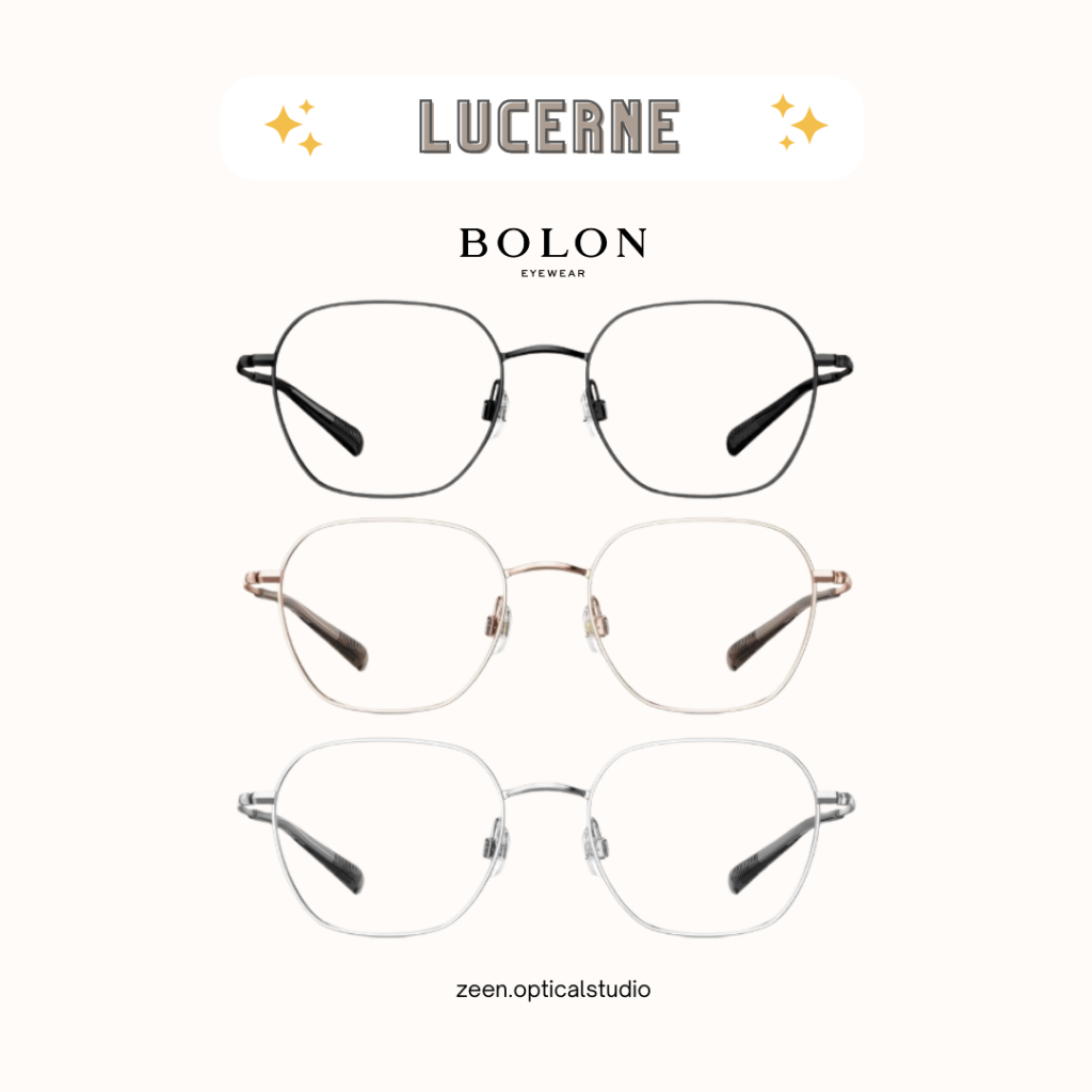 BOLON BA7005 รุ่น Lucerne กรอบแว่นไทเทเนียม ทรงหกเหลี่ยม น้ำหนักเบา ตัดเลนส์สายตาได้