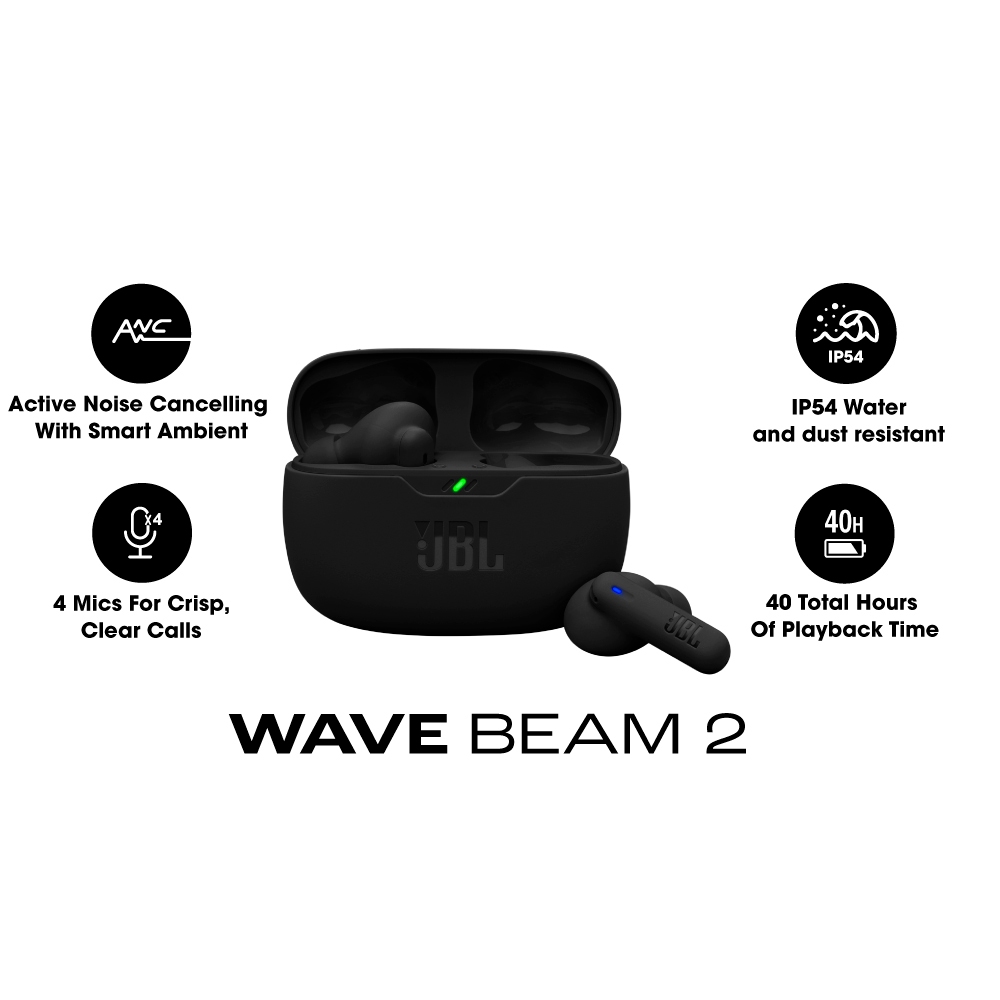 JBL Wave Beam 2 หูฟังไร้สายมาพร้อมเสียง JBL Pure Bass และเทคโนโลยี Active Noise Cancelling พร้อมSmart Ambient ปรับเสียง