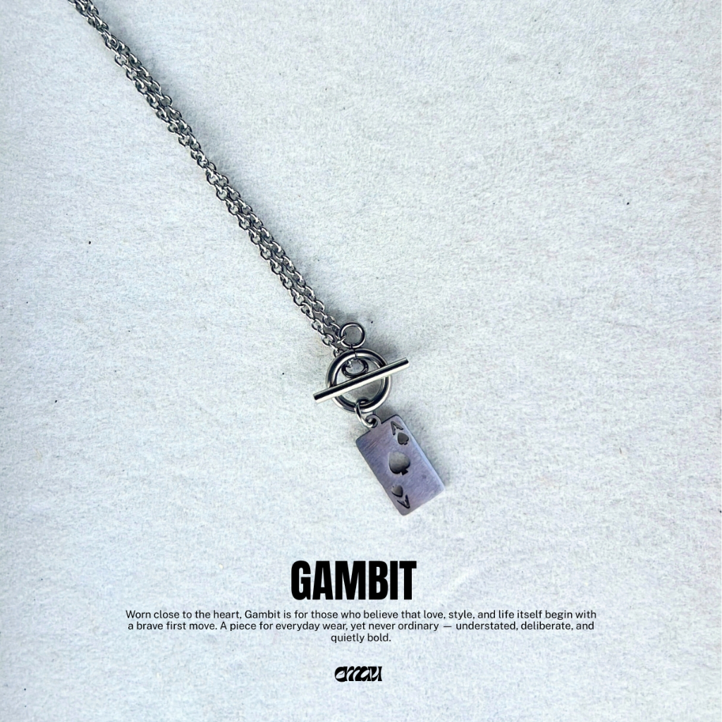 EMAU- GAMBIT Stainless Steel Necklace with Minimal Stainless Pendant สร้อยสแตนเลสจี้ เครื่องประดับ