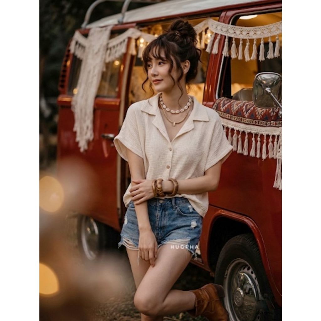HUGPHA ฮักผ้า เสื้อฮาวายหญิง