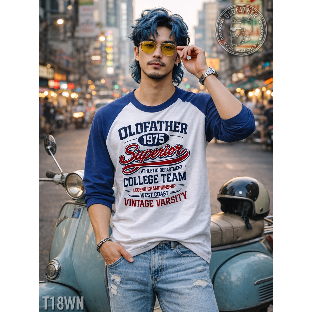 เสื้อแขนสามส่วนวินเทจ OLDFATHER 1975 Vintage ( รหัสสินค้า T 18 )