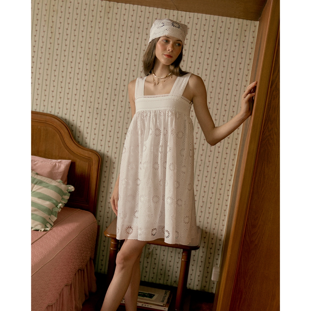 (พร้อมส่ง ) Perana เดรส ลูกไม้ Venice Dress White (สีขาว White )