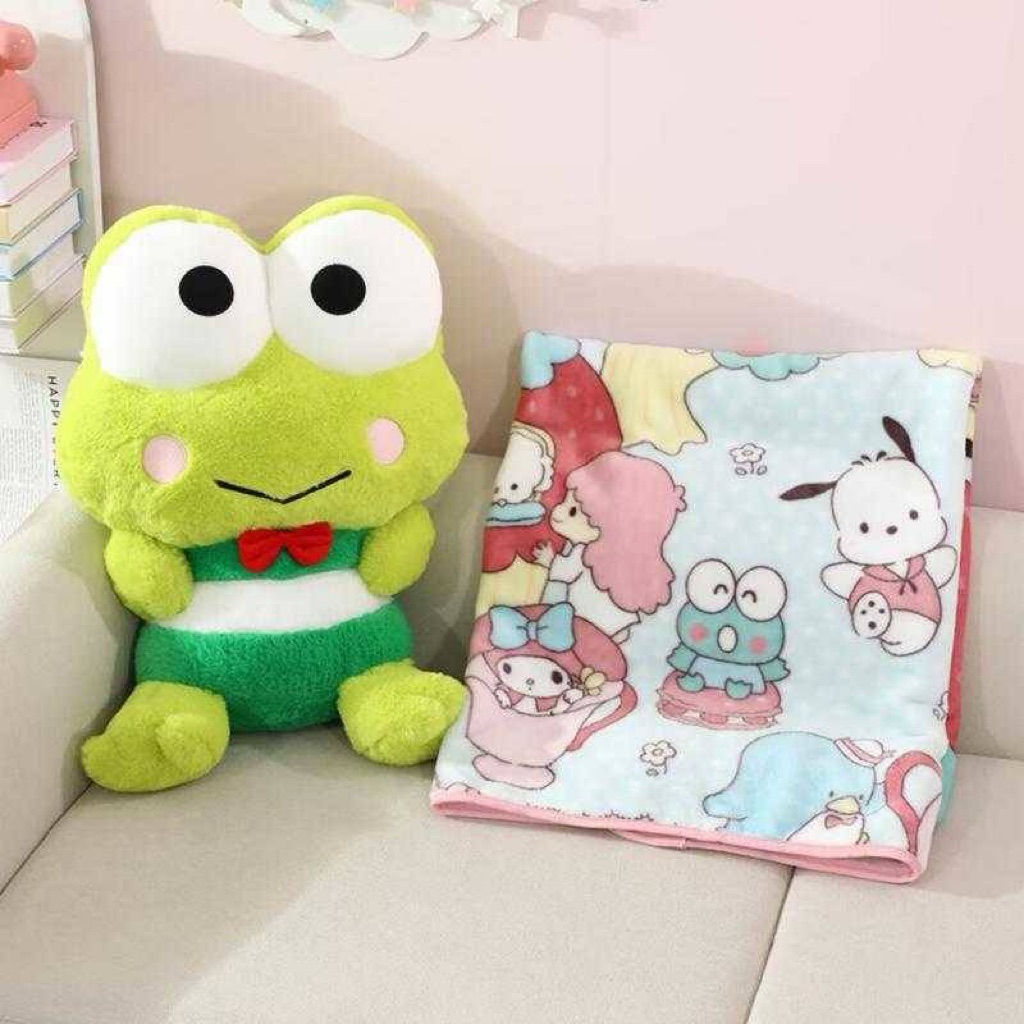 หมอนผ้าห่มกบเกโระ หรือ เคโระ ขนาดตุ๊กตา 18 นิ้ว สินค้า sanrio แท้ นำเข้าจากประเทศญี่ปุ่นค่ะ