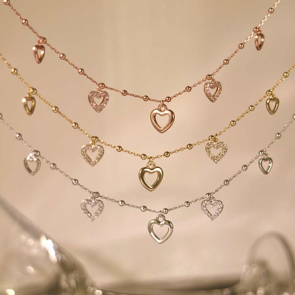 Socrush.bkk | LOVE LINK dangling heart bracelet | SB-064 | กำไลหัวใจ สร้อยข้อมือ หัวใจ จี้หัวใจ