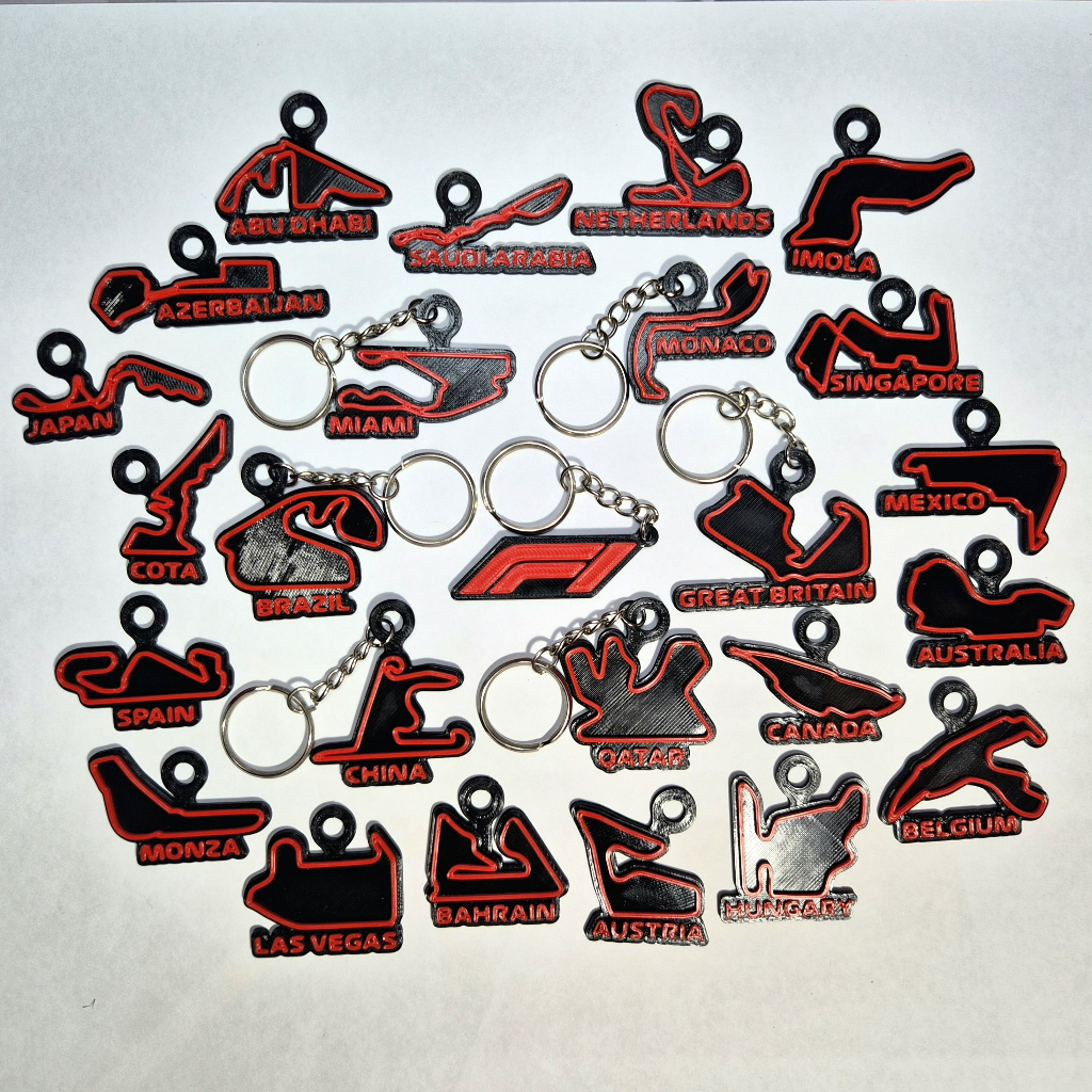 พวงกุญแจ สนาม F1 และ โลโก F1 3D Print