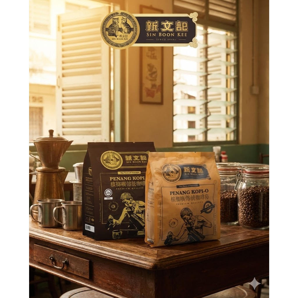 Sin Boon kee coffee specialist since 1944 Penang Kopi-O มี 20 ซองแยกในตัว  สินค้าจากมาเลเซีย มี2เเบบ