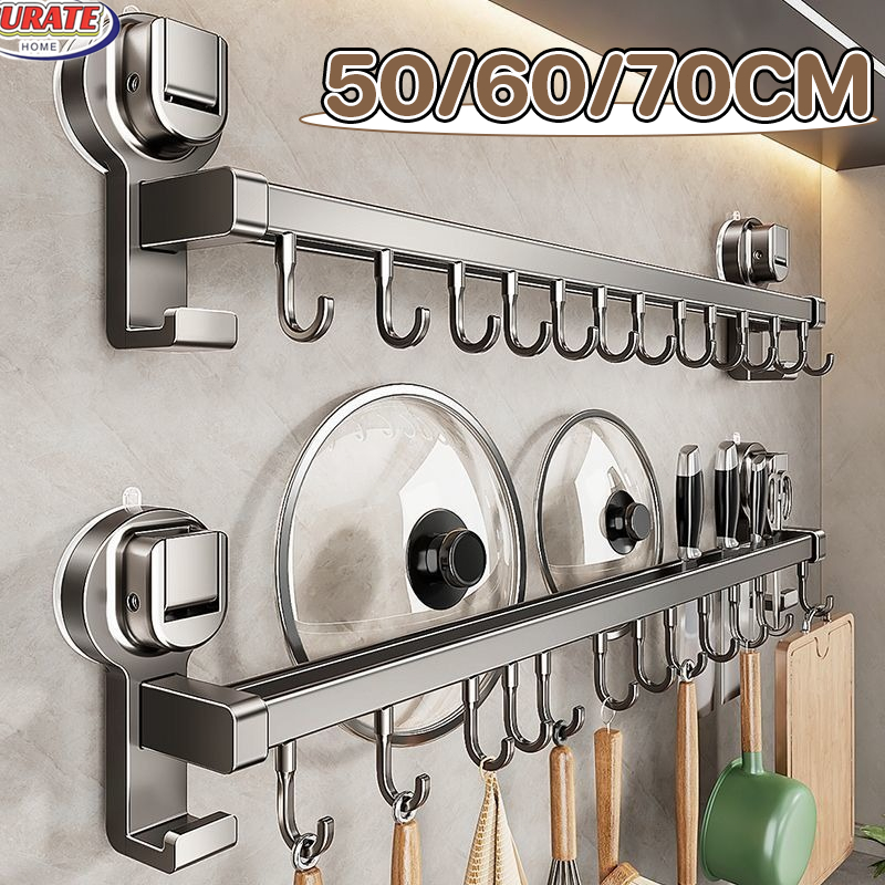 COD ไม่ต้องเจาะ Kitchen wall hanging hook ที่แขวนเอนกประสงค์ติดผนัง ราวแขวนในครัว