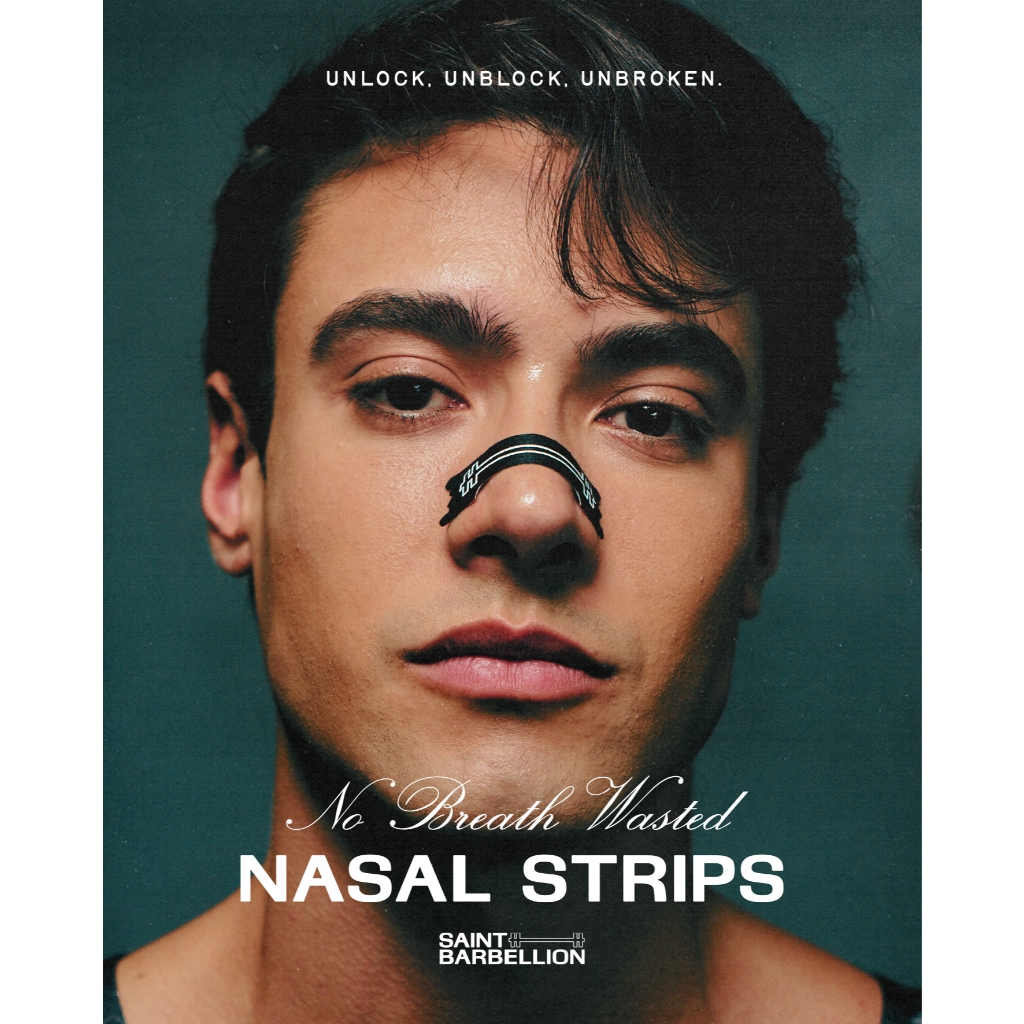 Saint Barbellion - Nasal Strip แผ่นแปะจมูก - No Breath Wasted ช่วยให้หายใจคล่องขึ้นระหว่างการออกกำลังกาย 20 ชิ้น