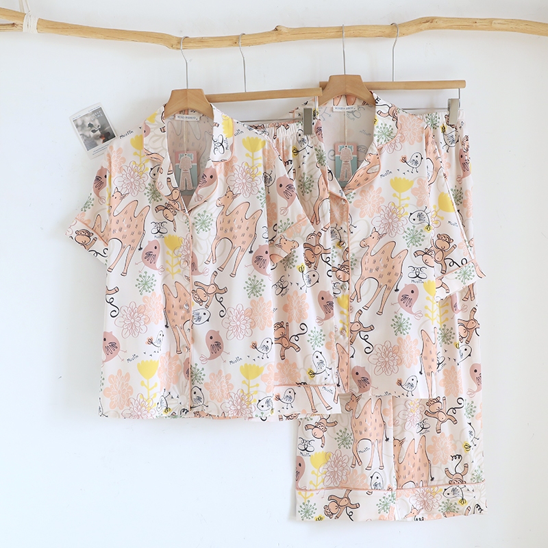 Muslin Pajamas Silk Satin รุ่น Happy Zoo (V2245 L2245) | ชุดนอนผู้หญิง