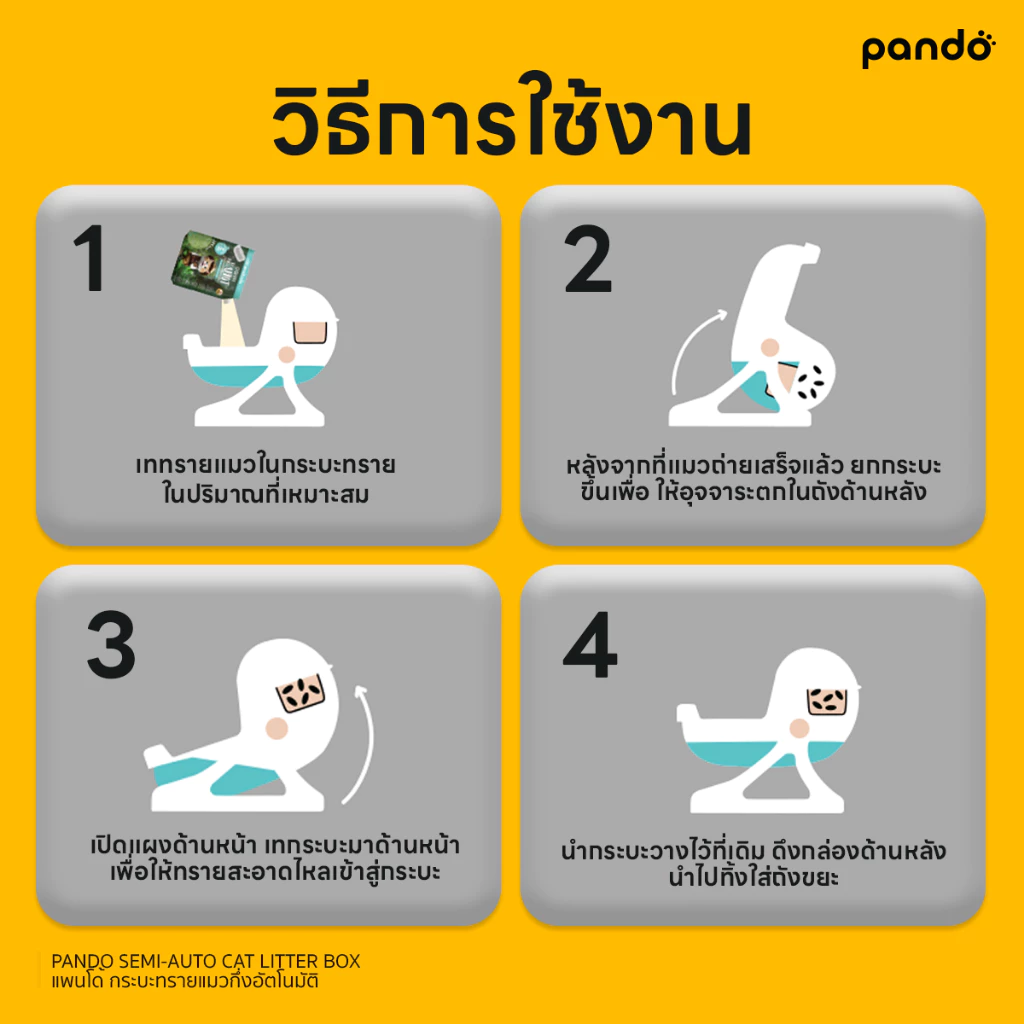 [สินค้าใหม่] Pando Semi-Auto Cat Litter Box แพนโด้ กระบะทรายแมวกึ่งอัตโนมัติ thumbnail 7