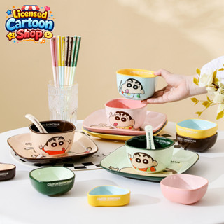 【ของแท้】Shinchan ชุดจานชามเซรามิค จานสี่เหลี่ยม 8 นิ้ว ชาม 4…