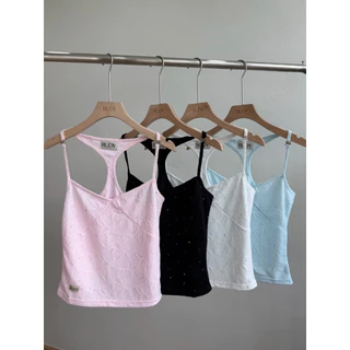 RUDY-JEWEL LACE CAMI (ส่งด่วน!!)ลูกไม้ติดเพชรทั้งตัวสายปรับไม่ได้ความยาวรวมสาย 18‘ไม่ค่อยยืด