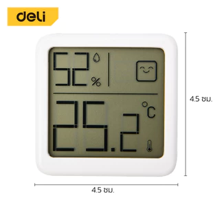 Deli เครื่องวัดอุณหภูมิ ความชื้นในห้องหน้าจอ LCD ตัวเลขขนาดใหญ่ หน้าจอชัด Self-lock Digital Thermometer