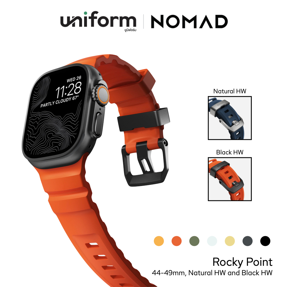 NOMAD สายนาฬิกา Rocky Point Band 44-49mm Natural Black Hardware ใช้สำหรับ Apple Watch