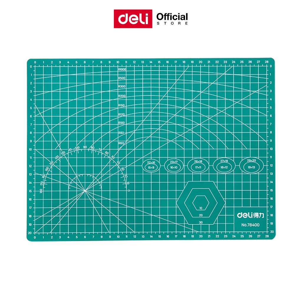 แผ่นรองตัดกระดาษ Deli แผ่นรองตัด ขนาด A3 สีเขียว ใช้ได้ทั้งสองข้าง PVC (300 x 450mm) อุปกรณ์สำนักงาน