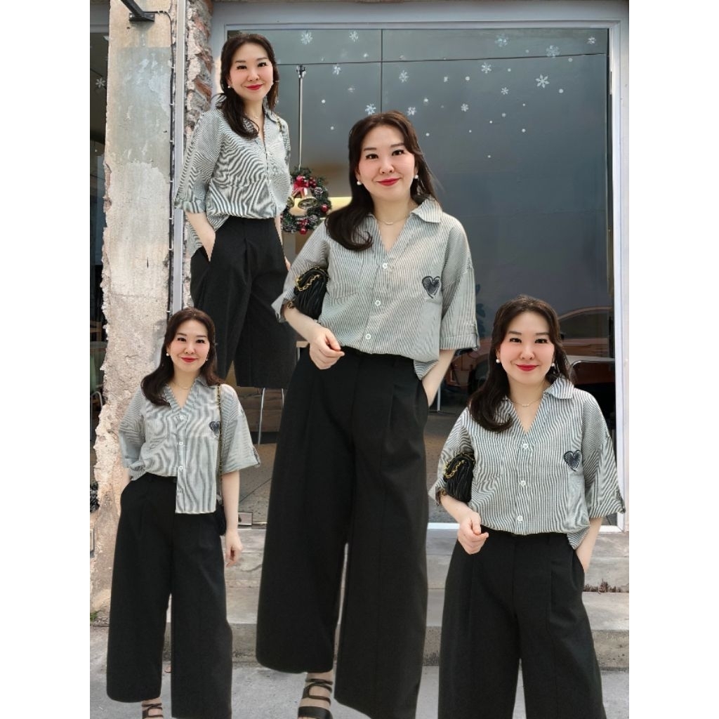 *ขายดีพร้อมส่ง*เสื้อคอปกลายริ้วปักหัวใจ งานมีดีเทล ใส่สวยค่ะ