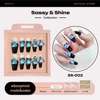 [ซื้อ2คุ้มกว่า]AMOLA FULL GEMS (รวมอะไหล่เพชรแแน่นๆ) - เล็บแปะสำเร็จรูป Handmade 100% แถมฟรีเซ็ทติดเล็บ พร้อมกาว3M